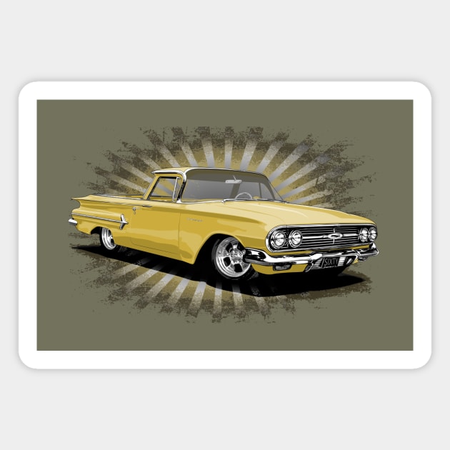 Yellow 1960 El Camino Magnet by ZoeysGarage